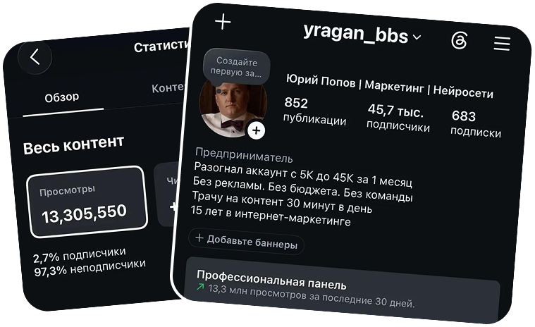 45K подписчиков — 13.3 млн просмотров